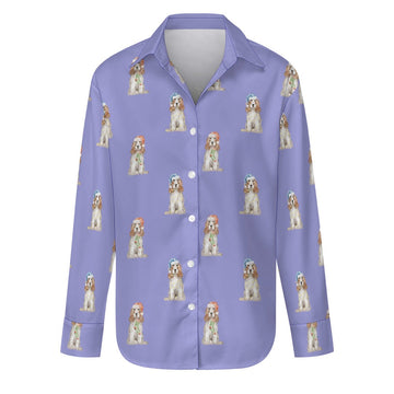 Watercolor White Orange Cocker Spaniels Christmas Women's Shirt-Apparel-Apparel, Christmas, Cocker Spaniel, Dog Mom Gifts, Shirt-Lavender Purple-S-32