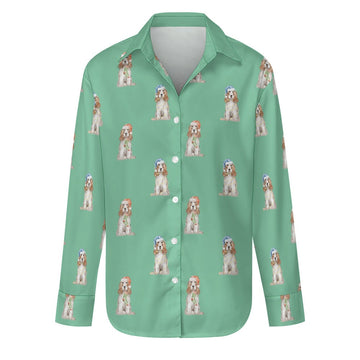 Watercolor White Orange Cocker Spaniels Christmas Women's Shirt-Apparel-Apparel, Christmas, Cocker Spaniel, Dog Mom Gifts, Shirt-Mint Green-S-29
