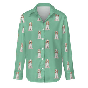 Watercolor White Orange Cocker Spaniels Women's Shirt-Apparel-Apparel, Cocker Spaniel, Dog Mom Gifts, Shirt-Mint Green-S-29