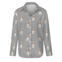 Load image into Gallery viewer, Watercolor White Orange Cocker Spaniels Women&#39;s Shirt-Apparel-Apparel, Cocker Spaniel, Dog Mom Gifts, Shirt-Parisian Gray-S-32