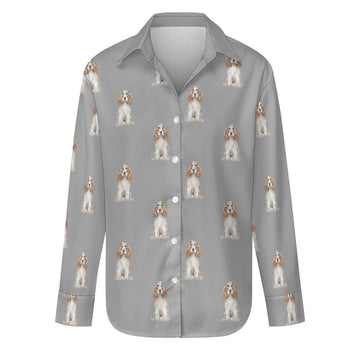 Watercolor White Orange Cocker Spaniels Women's Shirt-Apparel-Apparel, Cocker Spaniel, Dog Mom Gifts, Shirt-Parisian Gray-S-32