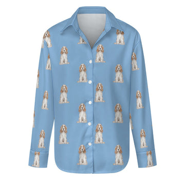 Watercolor White Orange Cocker Spaniels Women's Shirt-Apparel-Apparel, Cocker Spaniel, Dog Mom Gifts, Shirt-Sky Blue-S-23