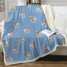 Load image into Gallery viewer, Watercolor White Red Rough Coat Russell Terriers Christmas Fleece Blankets-Blanket-Bedding, Blankets, Christmas, Home Decor-Sky Blue-Single-16