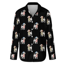 Load image into Gallery viewer, Watercolor White Red Rough Coat Russell Terriers Christmas Women&#39;s Shirt-Apparel-Apparel, Dog Mom Gifts, Jack Russell Terrier, Shirt-Midnight Black-S-11