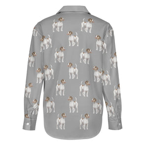 Watercolor White Red Rough Coat Russell Terriers Women's Shirt-Apparel-Apparel, Dog Mom Gifts, Jack Russell Terrier, Shirt-36