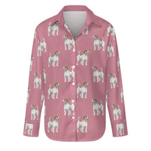 Load image into Gallery viewer, Watercolor White Red Rough Coat Russell Terriers Women&#39;s Shirt-Apparel-Apparel, Dog Mom Gifts, Jack Russell Terrier, Shirt-Dusty Pink-S-20