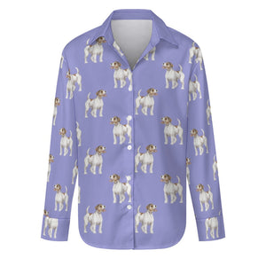 Watercolor White Red Rough Coat Russell Terriers Women's Shirt-Apparel-Apparel, Dog Mom Gifts, Jack Russell Terrier, Shirt-Lavender Purple-S-33