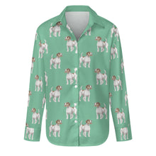 Load image into Gallery viewer, Watercolor White Red Rough Coat Russell Terriers Women&#39;s Shirt-Apparel-Apparel, Dog Mom Gifts, Jack Russell Terrier, Shirt-Mint Green-S-29