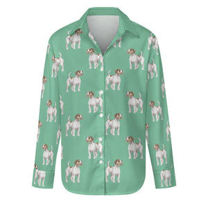 Watercolor White Red Rough Coat Russell Terriers Women's Shirt-Apparel-Apparel, Dog Mom Gifts, Jack Russell Terrier, Shirt-Mint Green-S-29