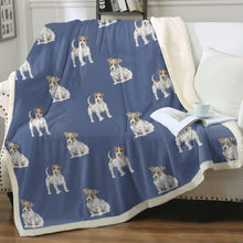 Load image into Gallery viewer, Watercolor White Red Russell Terriers Fleece Blanket - 8 Colors-Blanket-Bedding, Blankets, Home Decor, Jack Russell Terrier-16