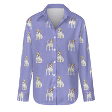 Load image into Gallery viewer, Watercolor White Red Russell Terriers Women&#39;s Shirt-Apparel-Apparel, Dog Mom Gifts, Jack Russell Terrier, Shirt-S-CornflowerBlue_1-35