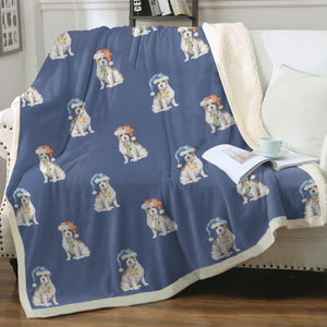 Watercolor White Tan Russell Terriers Christmas Blanket - 8 Colors-Blanket-Bedding, Blankets, Christmas, Home Decor, Jack Russell Terrier-5