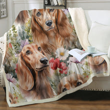 Load image into Gallery viewer, Watercolor Wonderland Chocolate Dachshunds Soft Warm Fleece Blanket-Blanket-Blankets, Dachshund, Home Decor-2