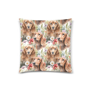 Watercolor Wonderland Chocolate Dachshunds Throw Pillow Cover-Cushion Cover-Dachshund, Home Decor, Pillows-One Size-2
