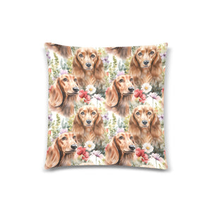 Watercolor Wonderland Chocolate Dachshunds Throw Pillow Cover-Cushion Cover-Dachshund, Home Decor, Pillows-One Size-1