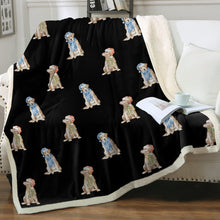 Load image into Gallery viewer, Watercolor Yellow Labrador Christmas Sherpa Fleece Blanket - 8 Colors-Blanket-Bedding, Blankets, Christmas, Home Decor, Labrador-Midnight Black-Single-22