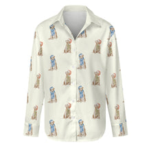 Load image into Gallery viewer, Watercolor Yellow Labrador Christmas Women's Shirt-Apparel-Apparel, Christmas, Dog Mom Gifts, Labrador, Shirt-Ivory White-S-15