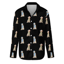 Load image into Gallery viewer, Watercolor Yellow Labrador Christmas Women's Shirt-Apparel-Apparel, Christmas, Dog Mom Gifts, Labrador, Shirt-Midnight Black-S-11