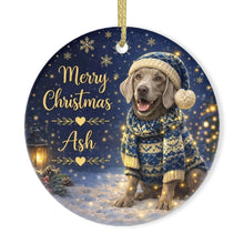 Load image into Gallery viewer, Weimaraner Christmas Ornament - Cozy Winter Pet Portrait Design - Personalize with Photo and Name-Christmas Ornament-Christmas,Christmas Ornament,Personalize Artwork-3