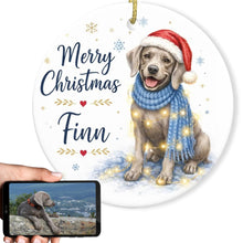 Load image into Gallery viewer, Weimaraner Christmas Ornament - Cozy Winter Pet Portrait Design - Personalize with Photo and Name-Christmas Ornament-Christmas,Christmas Ornament,Personalize Artwork-1