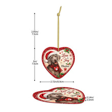 Load image into Gallery viewer, Weimaraner Christmas Ornament - Love &amp; Joy Heart Shaped Portrait - Personalize with Photo and Name-Christmas Ornament-Christmas,Christmas Ornament,Personalize Artwork,Weimaraner-5