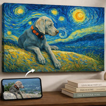 Load image into Gallery viewer, Photo of starry night inspired Weimaraner wall art