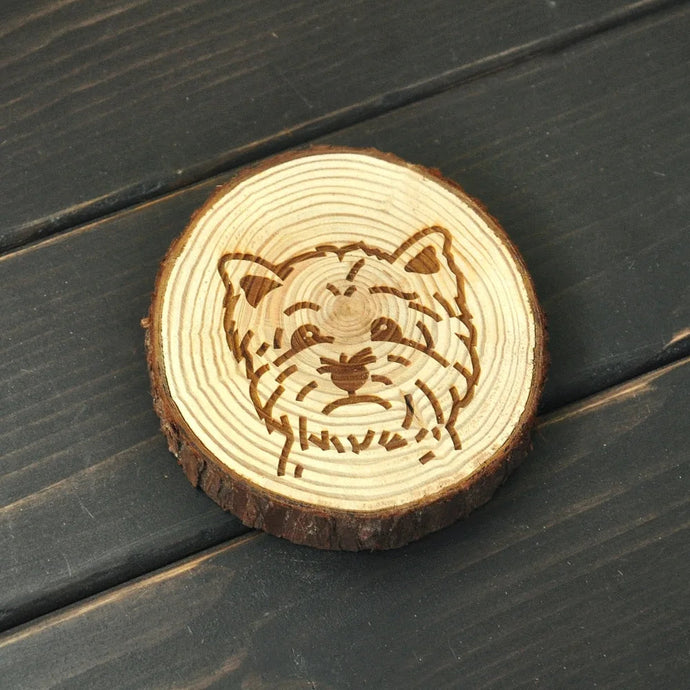Image of a wood-engraved West Highland Terrier coaster