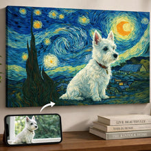 Load image into Gallery viewer, Photo of starry night inspired West Highland Terrier wall art