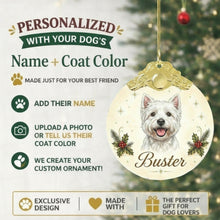 Load image into Gallery viewer, Westie Christmas Ornament - Gold Crown Dog Portrait - Personalized with Photo and Name-Christmas Ornament-Christmas,Christmas Ornament,Personalize Artwork-2