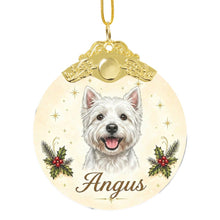 Load image into Gallery viewer, Westie Christmas Ornament - Gold Crown Dog Portrait - Personalized with Photo and Name-Christmas Ornament-Christmas,Christmas Ornament,Personalize Artwork-3
