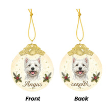 Load image into Gallery viewer, Westie Christmas Ornament - Gold Crown Dog Portrait - Personalized with Photo and Name-Christmas Ornament-Christmas,Christmas Ornament,Personalize Artwork-5