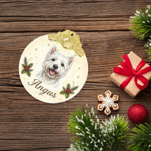 Load image into Gallery viewer, Westie Christmas Ornament - Gold Crown Dog Portrait - Personalized with Photo and Name-Christmas Ornament-Christmas,Christmas Ornament,Personalize Artwork-7