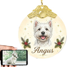 Load image into Gallery viewer, Westie Christmas Ornament - Gold Crown Dog Portrait - Personalized with Photo and Name-Christmas Ornament-Christmas,Christmas Ornament,Personalize Artwork-1