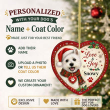 Load image into Gallery viewer, Westie Christmas Ornament - Love &amp; Joy Heart Shaped Portrait - Personalized with Name-Christmas Ornament-Christmas,Personalize Artwork,West Highland Terrier-2