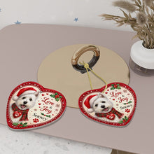 Load image into Gallery viewer, Westie Christmas Ornament - Love &amp; Joy Heart Shaped Portrait - Personalized with Name-Christmas Ornament-Christmas,Personalize Artwork,West Highland Terrier-6