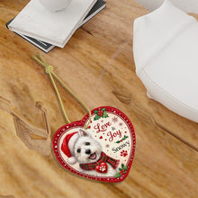 Load image into Gallery viewer, Westie Christmas Ornament - Love &amp; Joy Heart Shaped Portrait - Personalized with Name-Christmas Ornament-Christmas,Personalize Artwork,West Highland Terrier-7