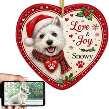 Load image into Gallery viewer, Westie Christmas Ornament - Love &amp; Joy Heart Shaped Portrait - Personalized with Name-Christmas Ornament-Christmas,Personalize Artwork,West Highland Terrier-1
