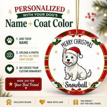 Load image into Gallery viewer, Westie Christmas Ornament - Personalized Whimsical Holiday Cartoon Art Design - with Name-Christmas Ornament-Christmas,Corgi,Personalize Artwork,West Highland Terrier-2