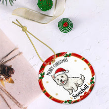 Load image into Gallery viewer, Westie Christmas Ornament - Personalized Whimsical Holiday Cartoon Art Design - with Name-Christmas Ornament-Christmas,Corgi,Personalize Artwork,West Highland Terrier-6