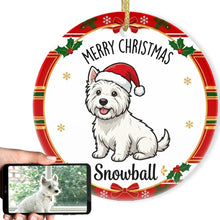 Load image into Gallery viewer, Westie Christmas Ornament - Personalized Whimsical Holiday Cartoon Art Design - with Name-Christmas Ornament-Christmas,Corgi,Personalize Artwork,West Highland Terrier-1