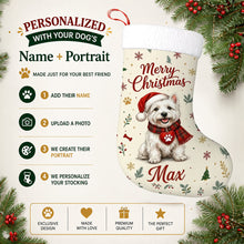 Load image into Gallery viewer, Westie Christmas Stocking - Cozy Festive Wishes - Personalize with Photo and Name-Christmas Ornament-Christmas,Christmas Stocking,Personalize Artwork-2