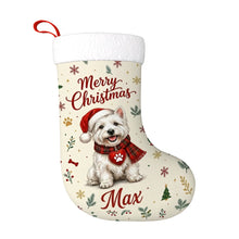 Load image into Gallery viewer, Westie Christmas Stocking - Cozy Festive Wishes - Personalize with Photo and Name-Christmas Ornament-Christmas,Christmas Stocking,Personalize Artwork-3