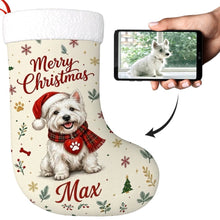 Load image into Gallery viewer, Westie Christmas Stocking - Cozy Festive Wishes - Personalize with Photo and Name-Christmas Ornament-Christmas,Christmas Stocking,Personalize Artwork-1