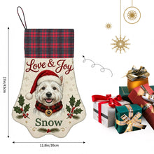 Load image into Gallery viewer, Westie Christmas Stocking - Holly &amp; Tartan Portrait - Personalize with Photo and Name-Christmas Ornament-Christmas,Christmas Stocking,Personalize Artwork-4
