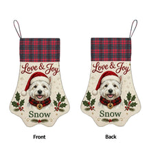Load image into Gallery viewer, Westie Christmas Stocking - Holly &amp; Tartan Portrait - Personalize with Photo and Name-Christmas Ornament-Christmas,Christmas Stocking,Personalize Artwork-5