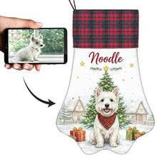 Load image into Gallery viewer, Westie Christmas Stocking - Home for the Holidays - Personalize with Photo and Name-Christmas Ornament-Christmas,Christmas Stocking,Personalize Artwork-1