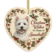 Load image into Gallery viewer, Westie Dog Ornament - Christmas Wishes Design - Personalized with Name-Christmas Ornament-Christmas,Personalize Artwork,West Highland Terrier-4