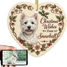 Load image into Gallery viewer, Westie Dog Ornament - Christmas Wishes Design - Personalized with Name-Christmas Ornament-Christmas,Personalize Artwork,West Highland Terrier-1
