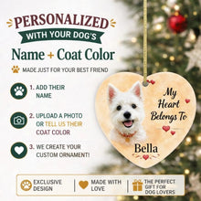 Load image into Gallery viewer, Westie Dog Ornament - My Heart Belongs To Design - Personalized with Name-Christmas Ornament-Christmas,Personalize Artwork,West Highland Terrier-2