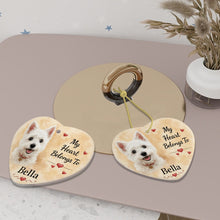 Load image into Gallery viewer, Westie Dog Ornament - My Heart Belongs To Design - Personalized with Name-Christmas Ornament-Christmas,Personalize Artwork,West Highland Terrier-6